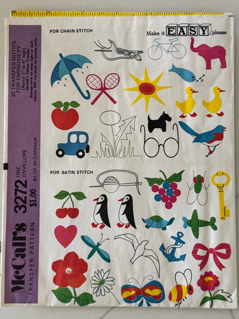 Vintage McCall's Kids Transfer Pattern 3272